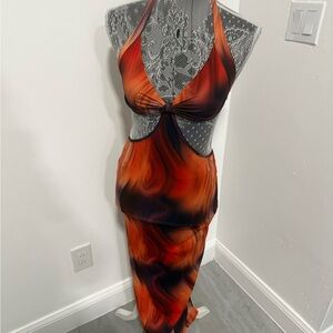 SHEIN Fiery Backless Halter Dress new and perfect to you